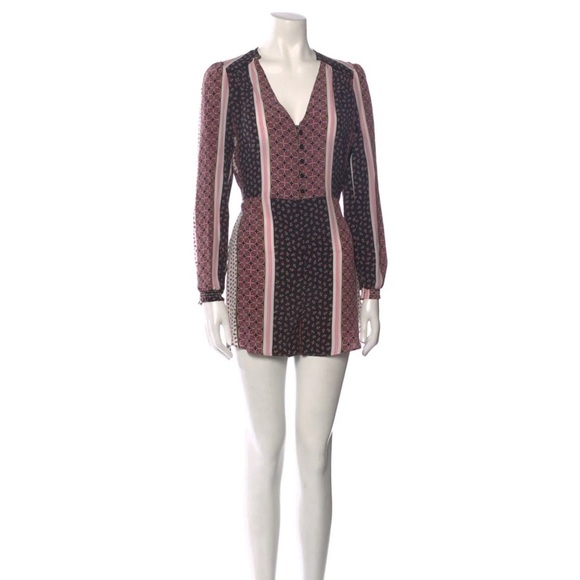 INTERMIX Mixed Print Button Front Romper - Picture 1 of 8